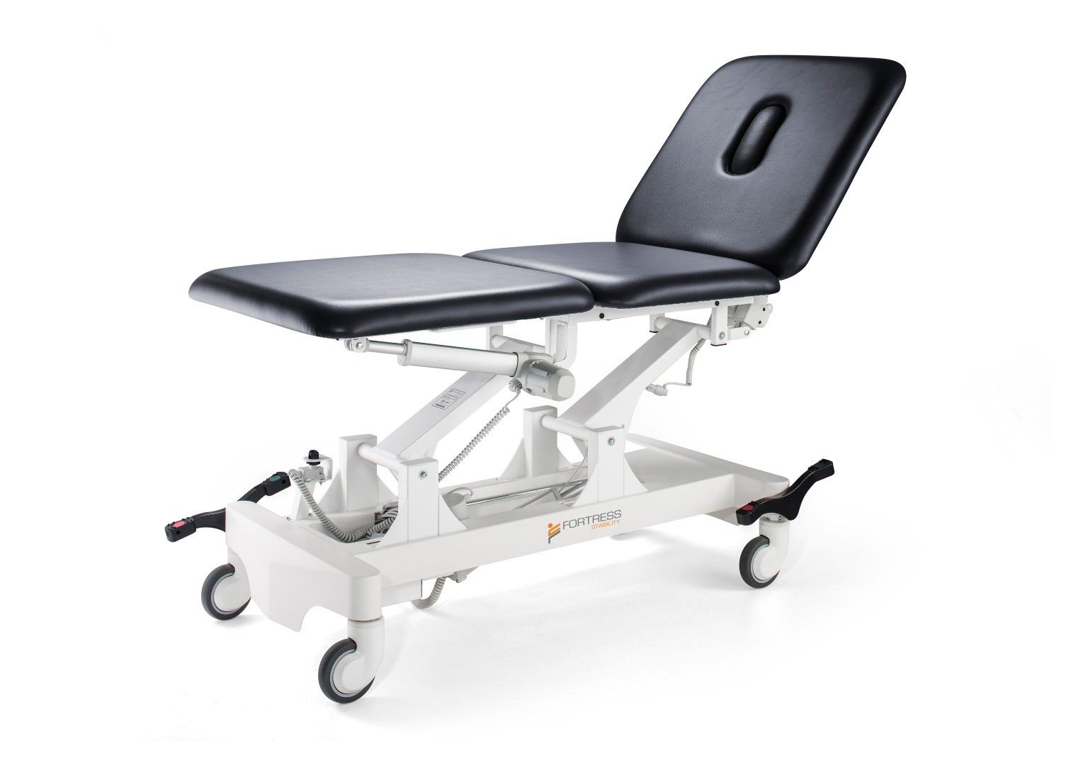 FORTRESS GLADIATOR 3-SECTION TABLE / WHITE FRAME / NAVY UPHOLSTERY / FULLY ELECTRIC photo