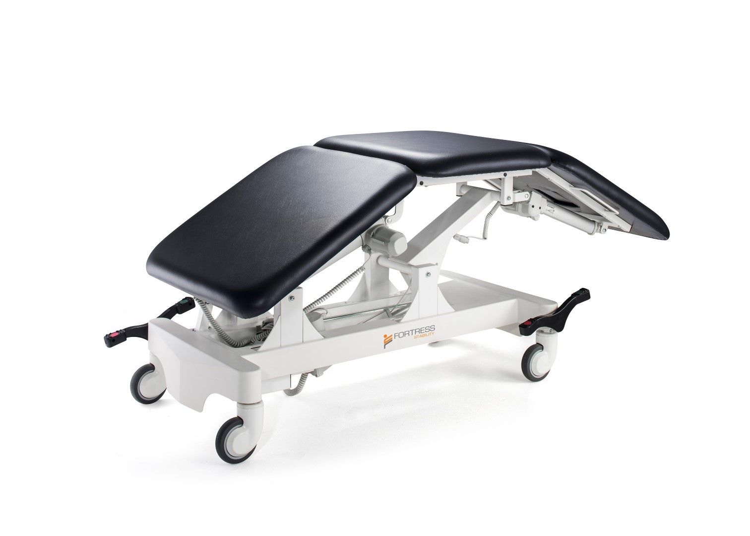 FORTRESS GLADIATOR 3-SECTION TABLE / WHITE FRAME / NAVY UPHOLSTERY / FULLY ELECTRIC photo
