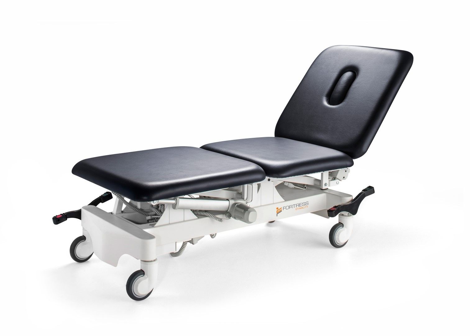 FORTRESS GLADIATOR 3-SECTION TABLE / WHITE FRAME / NAVY UPHOLSTERY / FULLY ELECTRIC photo