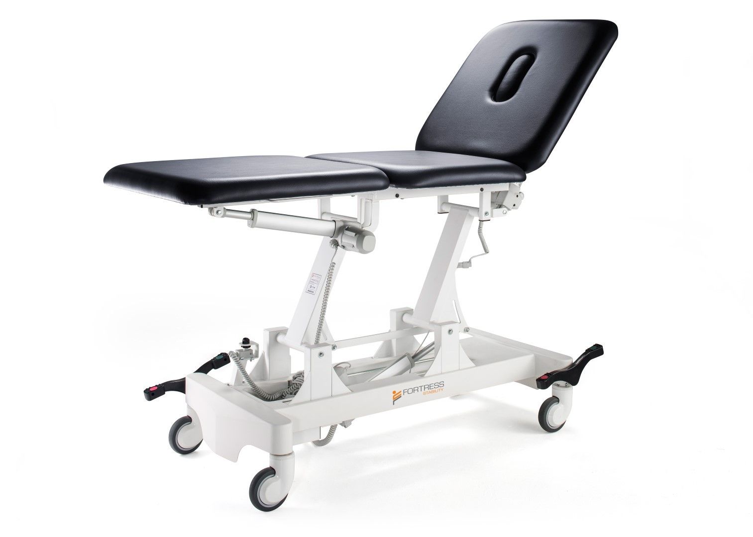 FORTRESS GLADIATOR 3-SECTION TABLE / WHITE FRAME / NAVY UPHOLSTERY / FULLY ELECTRIC photo