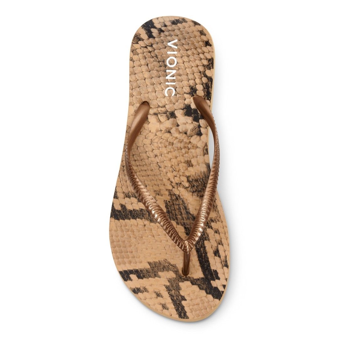 VIONIC WOMENS NOOSA PRINT TOE POST SANDAL - BRONZE SNAKE photo