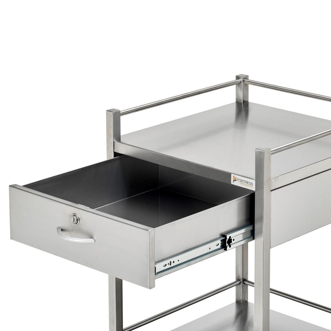 FORTRESS STAINLESS STEEL SERIES INSTRUMENT TROLLEY / 1 DRAWER photo