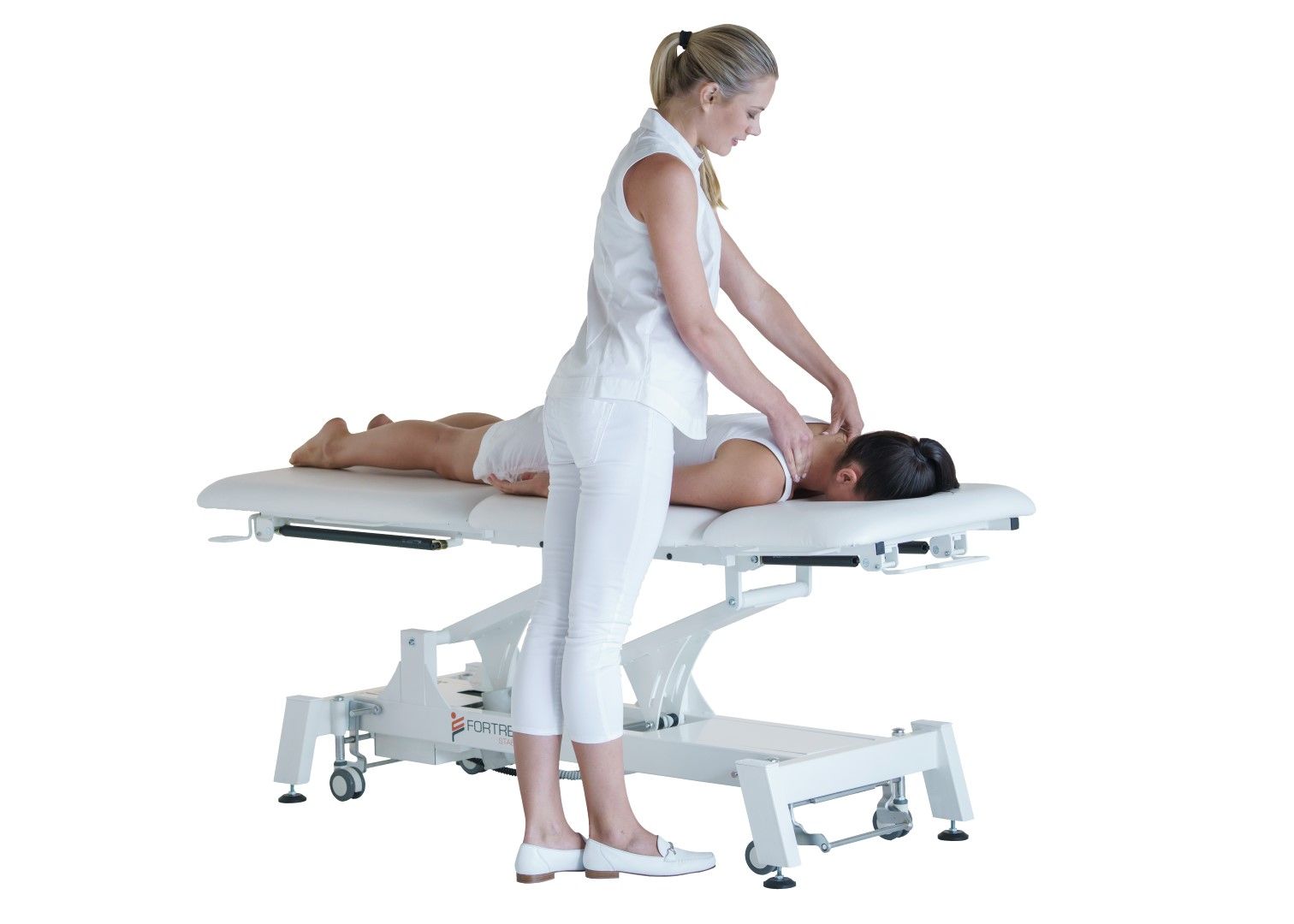 FORTRESS STABILITY 3-SECTION SHORTHEAD / WHITE FRAME / NAVY UPHOLSTERY / 360 DEGREE OPERATION-O photo