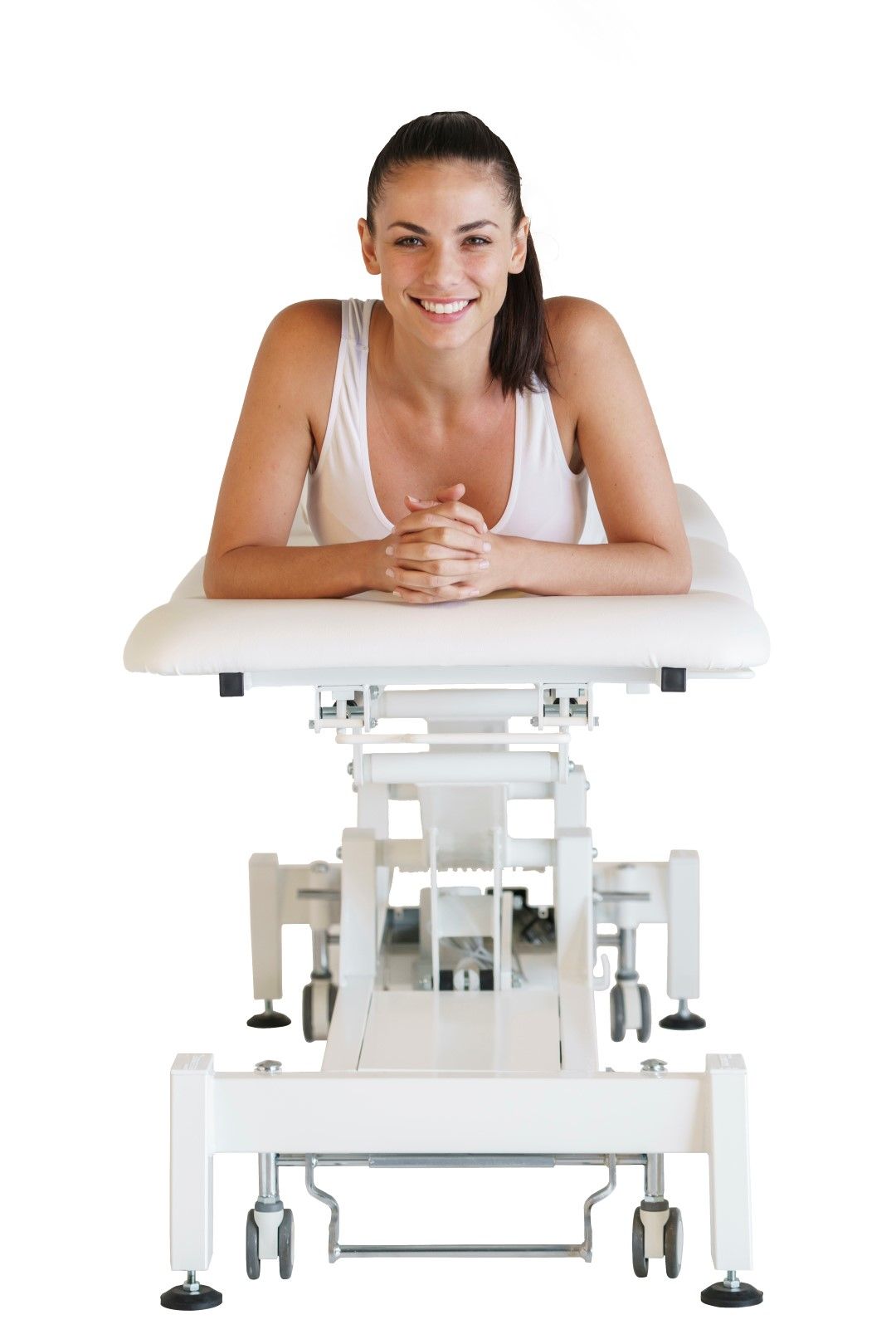 FORTRESS STABILITY 3-SECTION SHORTHEAD / WHITE FRAME / NAVY UPHOLSTERY / 360 DEGREE OPERATION-O photo