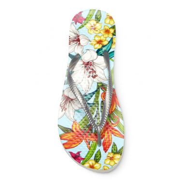 VIONIC NOOSA BEACH TOE POST SANDAL - LIGHT BLUE FLORAL SILVER