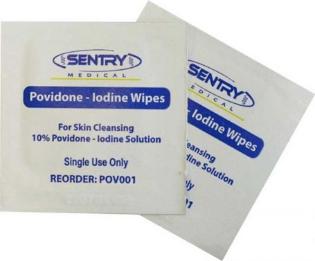 SENTRY POVIDONE IODINE ANTISEPTIC WIPES /  NON-STERILE / 3CM X 3CM / BOX OF 200
